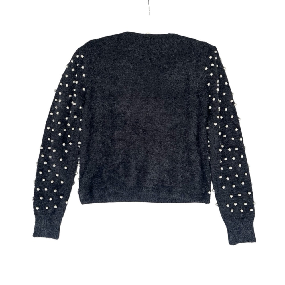 Bibi Sweater Womens S Black Pearl Stretch Elegant Party Event Glamour Whimsigoth - Picture 3 of 8